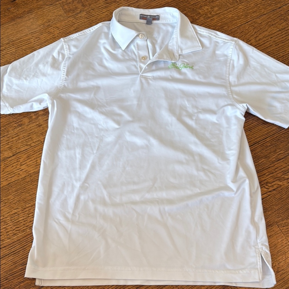 Sea Island Peter Millar White Polo with Lime Green Logo